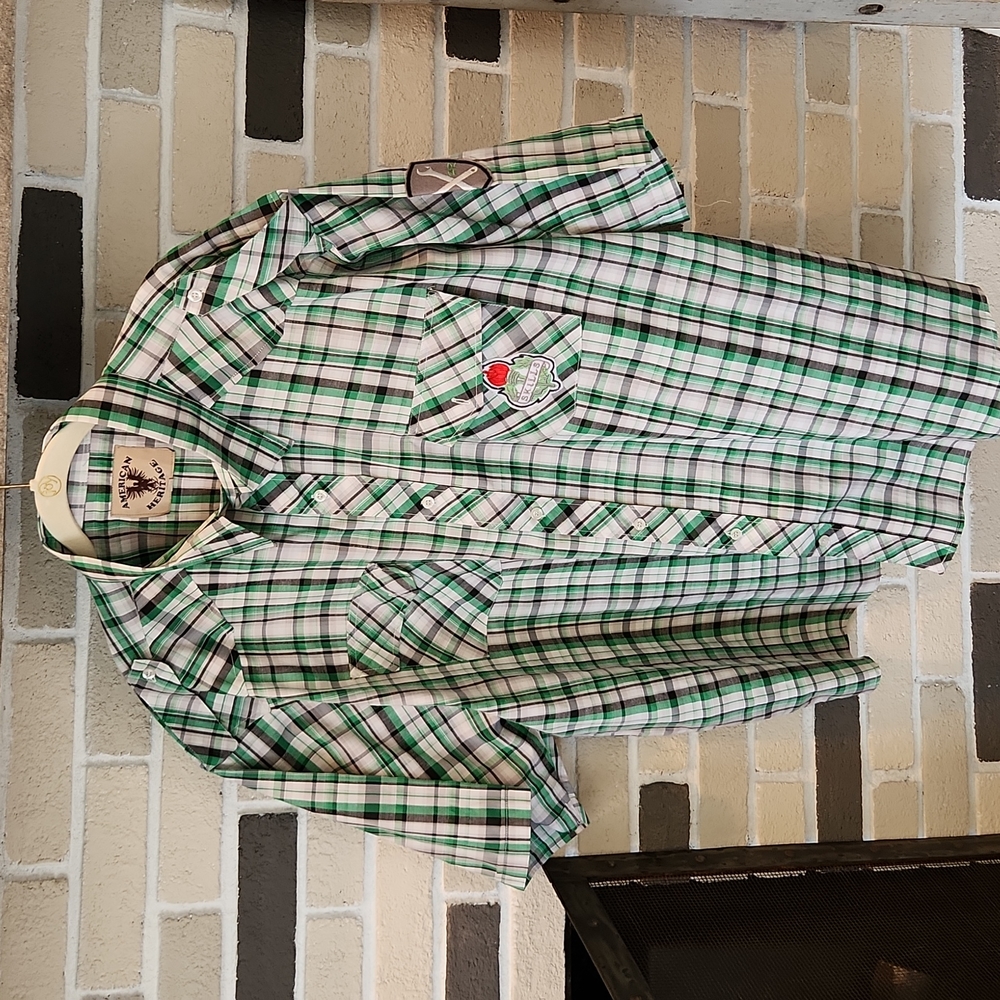 American Heritage Plaid Button Down Short Sleeved Shirt